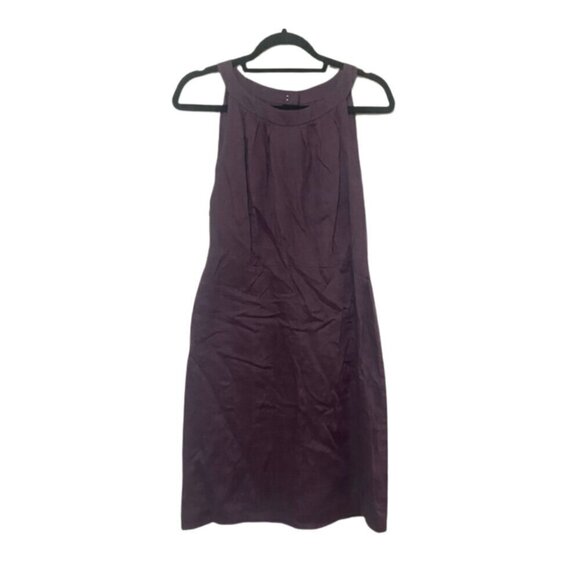 LOFT LIKE NEW deep purple 100% linen A line sheath dress with open back detail 6 - Picture 1 of 7